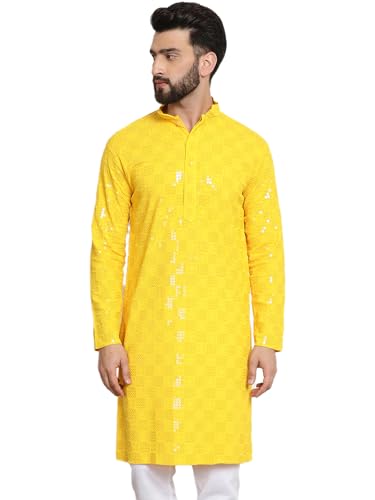 Image of SOJANYA (Since 1958 Men's Cotton Embroidered Sequinned Long Kurta