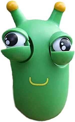Hulzogul Funny Grass Worm Pinch Toy, Popping Out Eyes Squeeze Toys, Hand Novelty Toys for Adults Children, Green