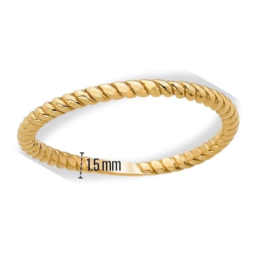 GA GOLD OF AMERICA 14K Real Solid Gold Ring for Women, Twisted Rope Ring, Stackable Band for Women, Band Thickness 1.5 mm Size 5 by GA GOLD OF AMERICA - Image 4