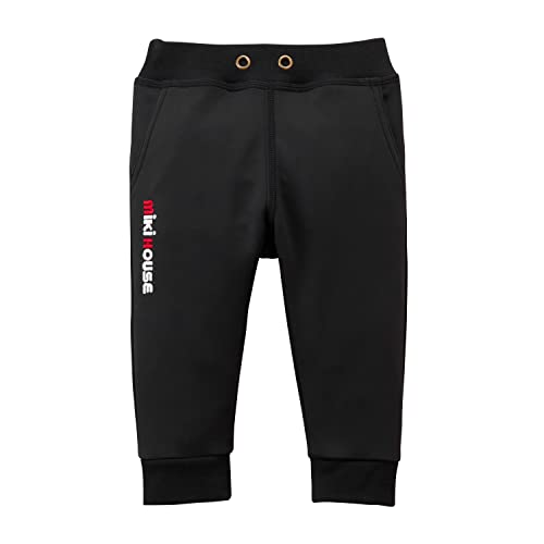 Miki House 13-3202-577 Long Pants, Logo, Plain, Stretch Jersey, Made in Japan, Boys, Girls, Baby, Kids, Children's Clothing, Black, 120