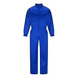 Men's Cargo Jumpsuit Worker Fashion Solid Zipper Stand Collar Long Sleeves Loose Comfy Workwear Romper Playsuit Blue 4X-Large