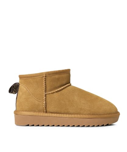 Joe Browns Women's Cosy Sheepskin Real Suede Ultra Mini Ankle Boots, Tan, 3 UK