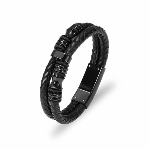 Bracelet urne funéraire cuir noir 22cm bijou commémoratif cendres feuille