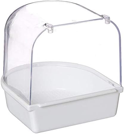 bromrefulgenc Bird Bath for Cage,Pet Bird Parrott Transparent Bird Bath Bird Cage Parrott Supplies Bathing Tub Bathtub Shower Box Hanging Cage Decor White