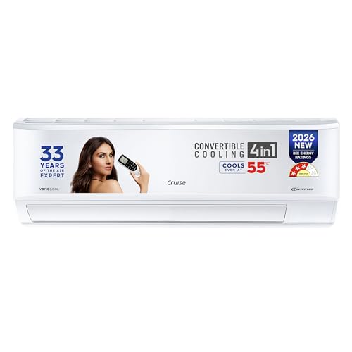 Cruise 1 Ton 3 Star 4-in-1 Convertible Inverter Split AC with 7-Stage Air Filtration (100% Copper, 2-Way Swing, PM 2.5 Filter, 2026 Model, CWCVBM-VQ1D123, White)