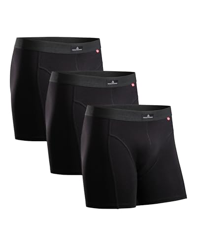 DANISH ENDURANCE 3 Pack Calzoncillos Hombre Bóxer de Algodón Elástico, Ropa Interior Ultrasuave, Negro, Large