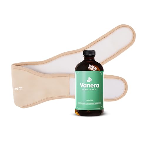 Vanera Castor Oil Neck Wrap – 100% Certified Organic Castor Oil, Reusable Thyroid Neck Wrap for Gentle Daily Self Care