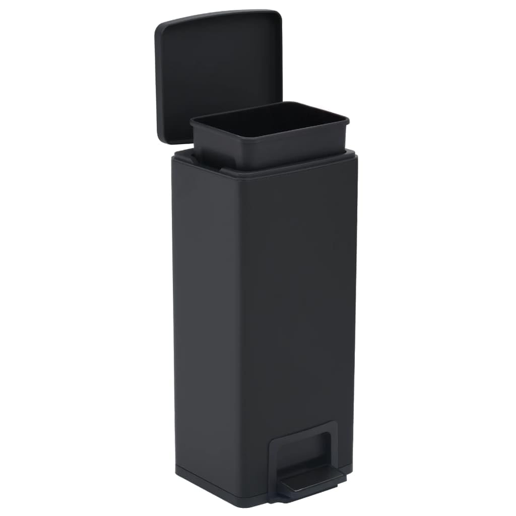 Cubo de basura con pedal antihuellas 30 L negro acero inoxidable inodoro con cubo interior para cocina, baño, oficina, salón, hogar y reciclaje