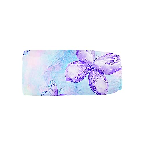 Image of Crib Bedding Set, 3-Piece Nursery Crib Bundle with Comforter, Crib Sheet & Skirt, Watercolor Butterfly Printed Bedding for Baby Boys & Girls (Butterfly Purple)