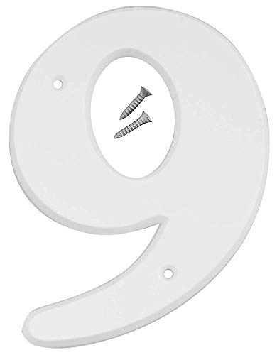 Hy-Ko 6" Plastic House Number, Modern Raised Numbers for Exterior House, Durable Convenient Marking for Home Address with Included Mounting Hardware for Simple Installation
