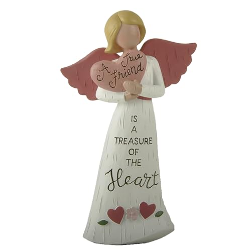 Feather & Grace A True Friend Angel Figurine – Handcrafted Resin Collectible Friendship Ornament, 14cm Sentimental Gift