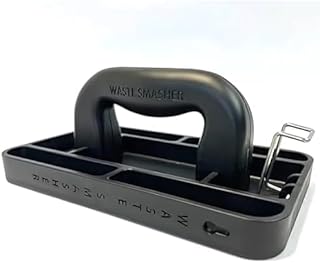 Manual Trash Compactor Tool - Hand-Held Garbage Press with Built-in Hook - for Kitchen Waste Bin - Space Saving Design - No Batteries Required - Freestanding - Black
