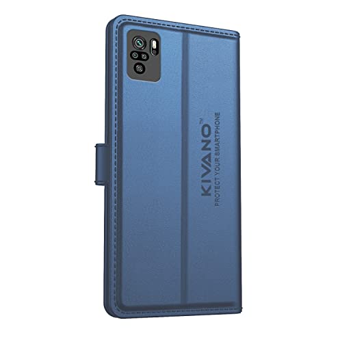 Image of KIVANO Xiaomi Redmi Note 10 Professional Series Wallet Case | Luxurious Design | Premium | PU Leather Flip Case Back Cover | Magnetic Closure - Dark Blue