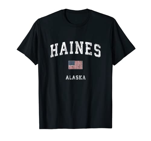 Haines Alaska AK Vintage Bandera Americana Diseño Deportivo Camiseta