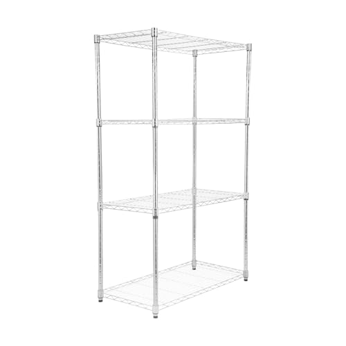 Whitmor 4 Tier Storage Shelves, Heavy Duty with Wheels, 400 lbs Capacity per Shelf, Max 1600 lbs Total, Adjustable Steel Organizer for Garage, Kitchen, Bathroom, 36" L x 18" W x 59" H, Chrome