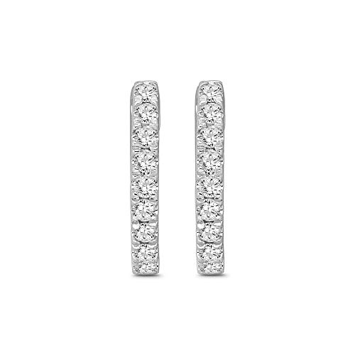 Araiya Fine Jewelry 10K White Gold Diamond Oval Hoop Earrings (1/5 Cttw, I-J Color, I2 Clarity) #TOP1
