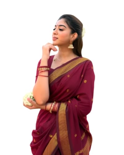Image of South Cotton Gadwal Saree for Women | Celebrity Inspired Traditional Ethnic Wear | Chettinad & Kalyani Cotton Sarees | Soft Cotton Saree with Blouse Piece