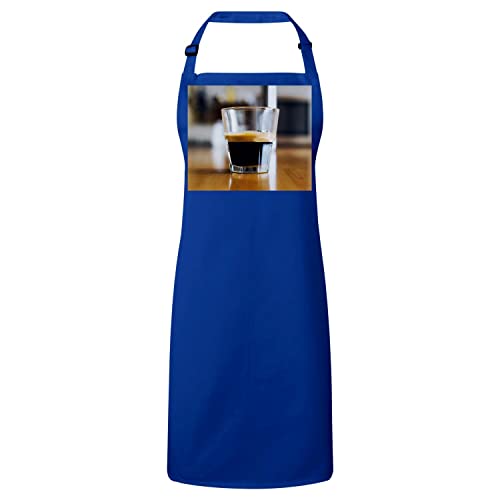 Tablier cuisine bleu avec motif café espresso lavable pour cuisiner proprement