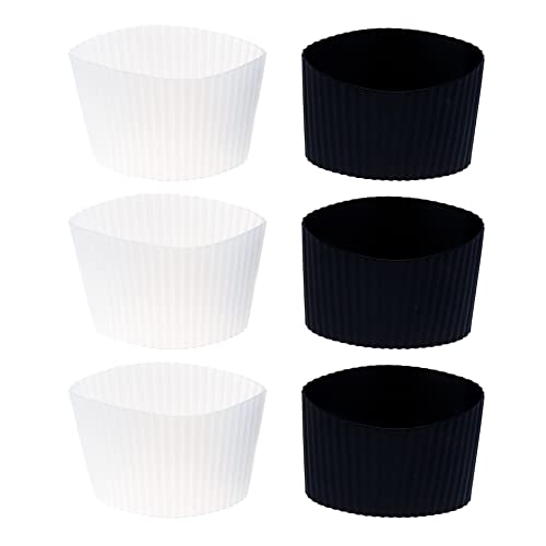 Semetall 6pcs Reusable Coffee Cup Sleeve Heat-resistant Nonslip Silicone Glass Travel Mug Cup Sleeve(Black and White)