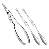 FIXOSHEE Utensilios para Comer Marisco de Acero Inoxidable Set Pinzas Ergonómicas y Tenedores para Abrir Cangrejo Langosta y Otros Crustáceos Duradero y Fácil de Usar Cocina Doméstica
