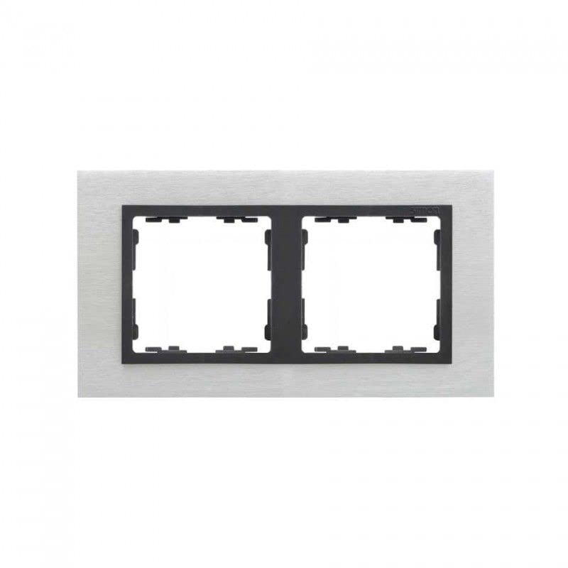 Plaque double de finition marco 2 elementos nature inox mate