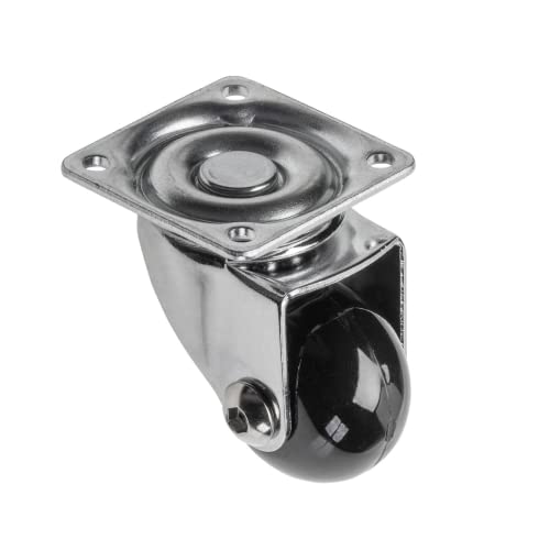 GTV - Rouleau de meubles BRAZYLIA sans blocage - Roulettes pivotantes pour meubles - acier/PC/PU - Diamètre 50 mm - Roues pivotantes 360 degrés - Charge totale par rouleau 40 kg - noir