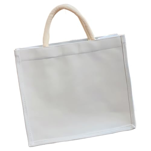 Large Canvas Handbag for Artists & Students with Embroidery, Multi-Color Options, Spacious Storage (Black, White, Light, Pink)