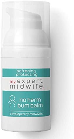 My Expert Midwife No Harm Bum Balm 99.9% Naturally Derived Baby Bottom Balm, to protect and help recovery from nappy rash, gentle, moisturising serum, hygienic pump. Suitable for Newborn babies - 30ml