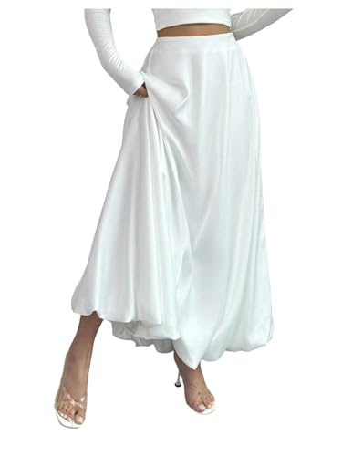 GORGLITTER Women's Flowy Ruffle Maxi Skirt High Waisted Elegant Going Out A Line Skirts