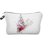 Livel lhood Floral Musical Note Cosmetic Bag for Women Cute Small Makeup Bag for Purse Travel Toi...