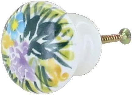 Blue Rose Polish Pottery - Red Summer Garden Drawer Pull - 1.25" Long - Ceramic Cabinet Knob, Decorative Hardware for Dressers, Cabinets & Furniture
