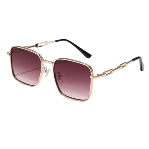 Lunettes de soleil en métal protection UV400 verres marron mode