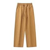 Pantalon en lin pour homme - Long - Classique - Avec poche - Cordon de serrage - Respirant - Léger - Pantalon d'été - Pantalon de loisirs - Pantalon sarouel pour homme - Couleur unie - Léger - Pantalon long confortable