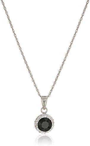 Sterling Silver Crystal Halo Pendant Necklace,18"