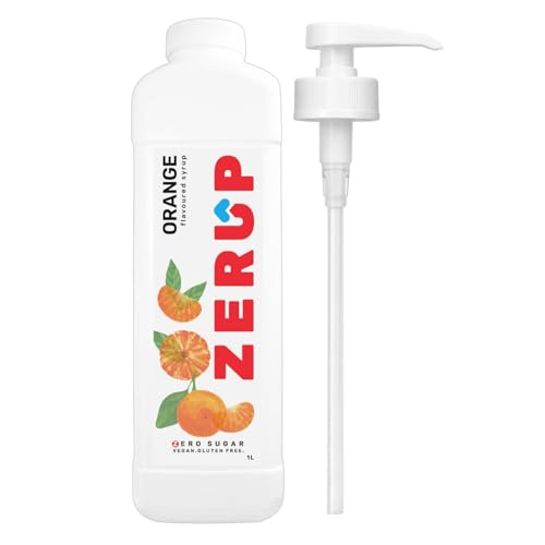 Zerup Zero Sugar Orange Flavoured Syrup | 1 x 1L + 10ml Pump Bundle | Low Calorie, Keto Friendly, Gluten Free Drink Mix for Coffee, Cocktails, Milkshakes, Teas | Pump For Mess Free Pouring