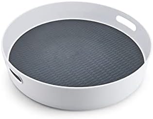 Copco 5218433 Non-Skid Under-Sink Pantry Cabinet Kitchen Orangizer Lazy Susan with Rimmed Edge, Plastic, White/Gray