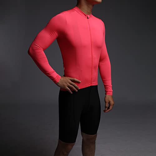 RISESBIK Men's Long Sleeve Cycling Jersey Zipper Pocket Lightweight Aero Race Fit Pro Road Bike, UPF 50+ Biking Cycling Shirt (Pink, 3XL) by RISESBIK - Image 4