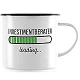 JUNIWORDS Emaille-Tasse, Investmentberater loading, Schwarzer Tassenrand (6201409)