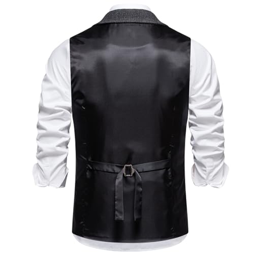 Image of maxToonrain Mens Classic Tweed Suit Vest Casual Sleeveless Herringbone Vest for Tuxedo