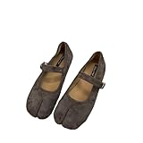 Suede Tabi Mary Jane Flats for Women, Trendy Dressy Slip On Shoes with Strap, Casual Mary Jane Sneakers for Back to School, Party, Sorority Rush & Gifts (Gray,8)