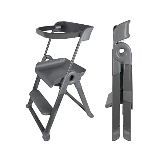 Boon Pivot Toddler Tower - Folding Toddler Step Stool for Bathroom Sink or Kitchen Countertop - Step Stool for Toddlers with CPC Certification - Gray - Ages 18 Months to 4 Years