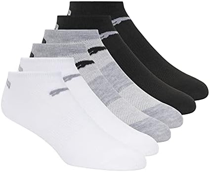 PUMA Womens 6 Pack Runner Socks, Grey White Black, 9-11
