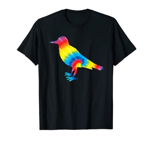 Tie Dye Chough Rainbow Print Bird Crow Hippie Peace Regalo Camiseta
