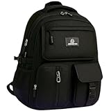 Mochila Escolar com Rodinha, Compartimento para Lápis e Caneta, Resistente à Água, com Rodas LED Coloridas (PRETO)