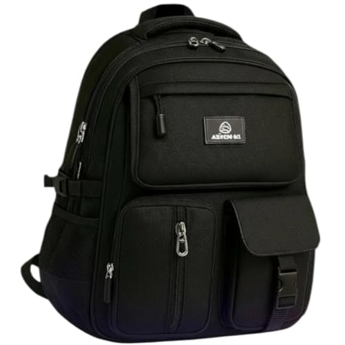 Mochila Escolar com Rodinha, Compartimento para Lápis e Caneta, Resistente à Água, com Rodas LED Coloridas (PRETO)