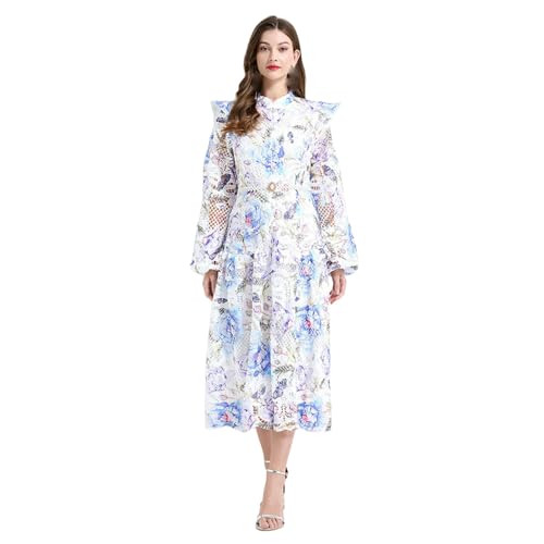 Robe longue de printemps vintage femme à motif floral chic
