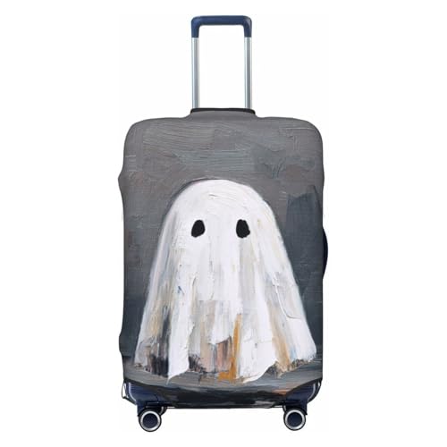 Cute Ghost Minimalistic Elastic Travel Luggage Covers Dustproof Scratch-Resistant Suitcase Protector Fit 22-24 Inch