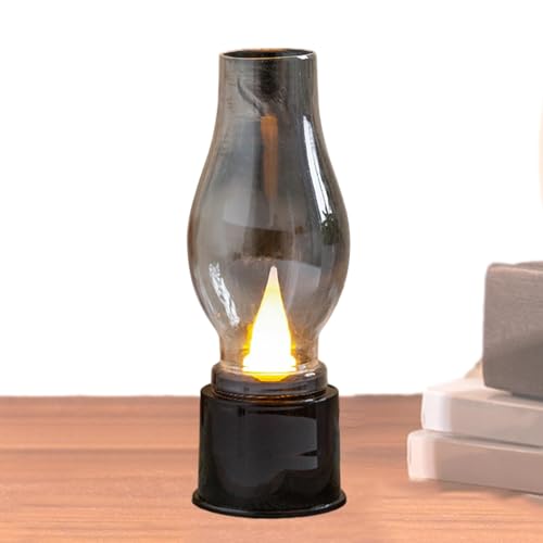 Jlobnyiun Lámpara de queroseno sin llama, lámpara de escritorio vintage, linterna de queroseno LED – Lámpara de mesa decorativa creativa, decoración doméstica para interiores para salón dormitorio