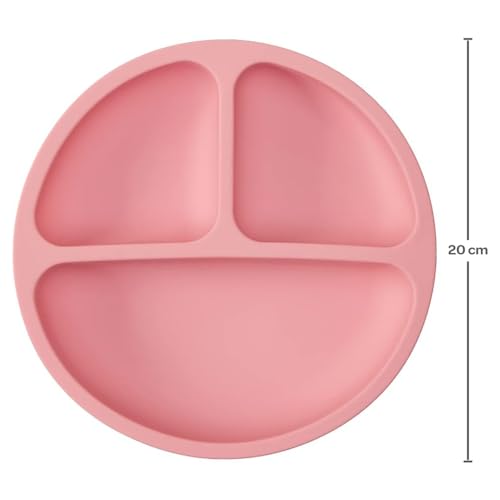 Prato Pratinho Infantil em Silicone com 3 Divisórias e Ventosa Segurança Praticidade e Refeições Mai