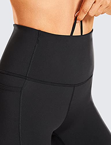 Crz Yoga Women's Naked Feeling Biker Shorts - 5 Inches High Waisted Gym Running Compression Spandex Shorts Side Pockets Black Medium #TOP2